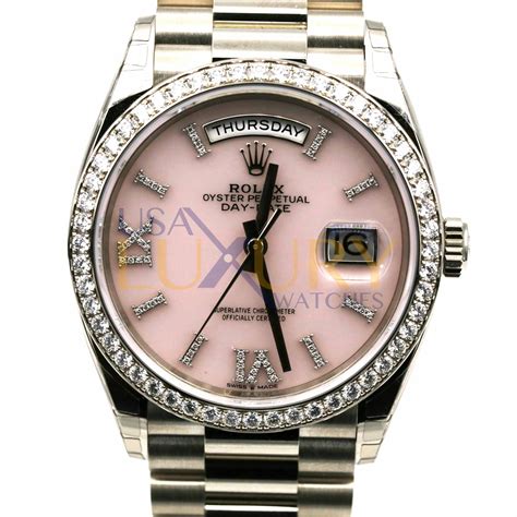 pink opal rolex|Rolex diamond dial.